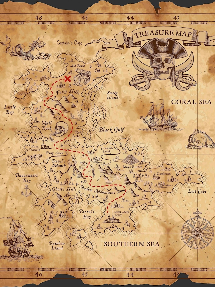 Art For The Home Brown Treasure Map Fixed Size 3M Mural - Image 2 of 3