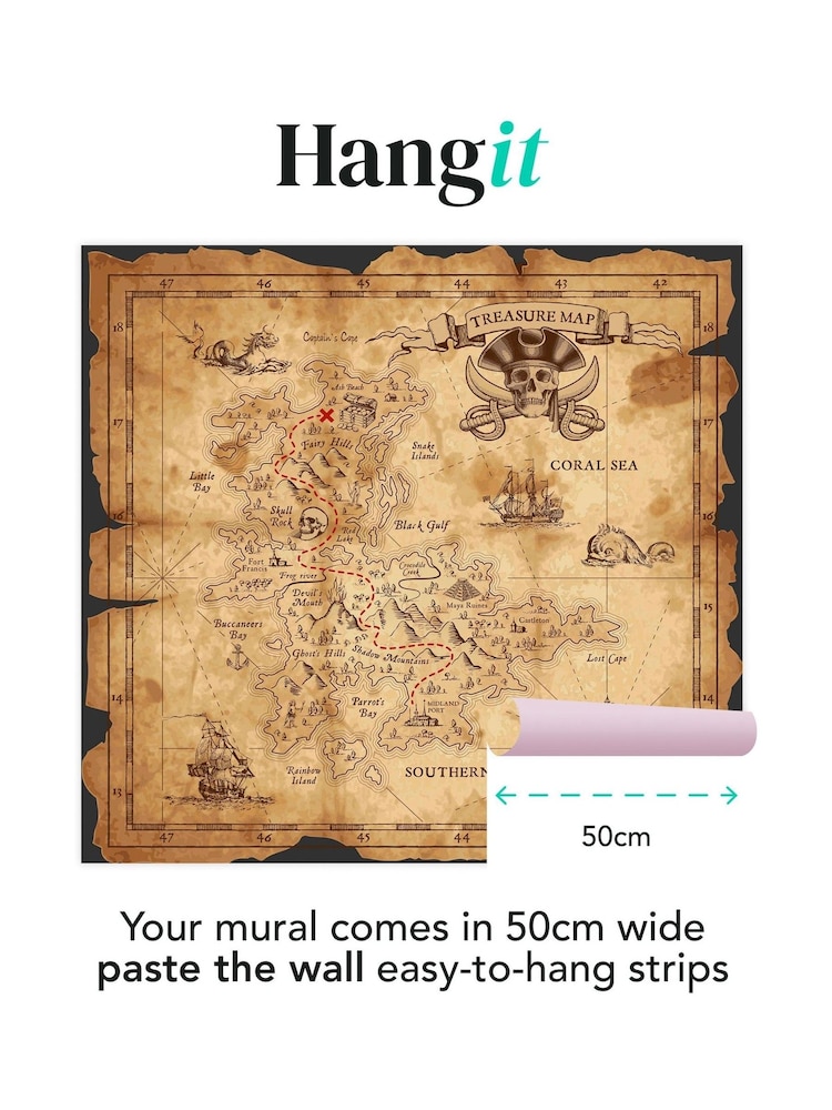 Art For The Home Brown Treasure Map Fixed Size 3M Mural - Image 3 of 3