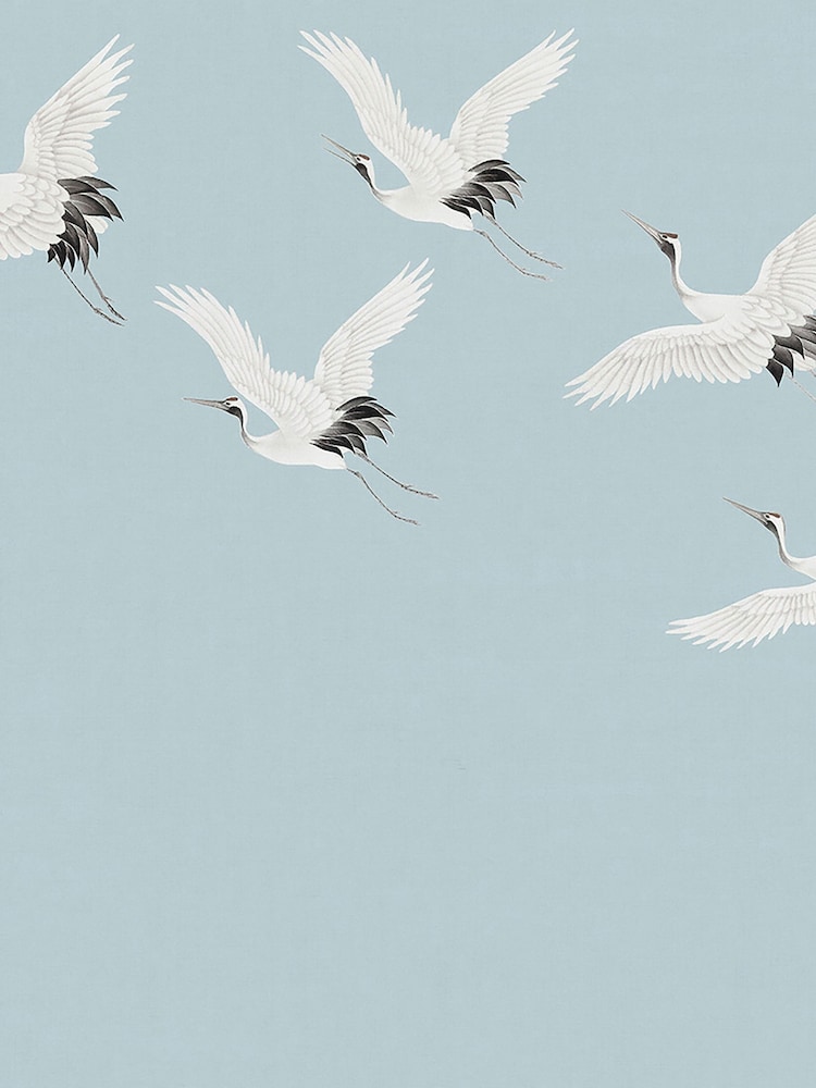 Art For The Home Pale Blue Cranes In Flight Fixed Size 3M Mural - Image 2 of 3
