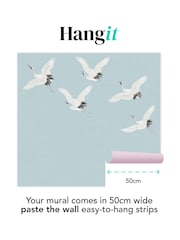 Art For The Home Pale Blue Cranes In Flight Fixed Size 3M Mural - Image 3 of 3