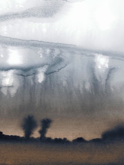 Art For The Home Navy Copper Watercolour Landscape Fixed Size 4M Mural - Image 2 of 3