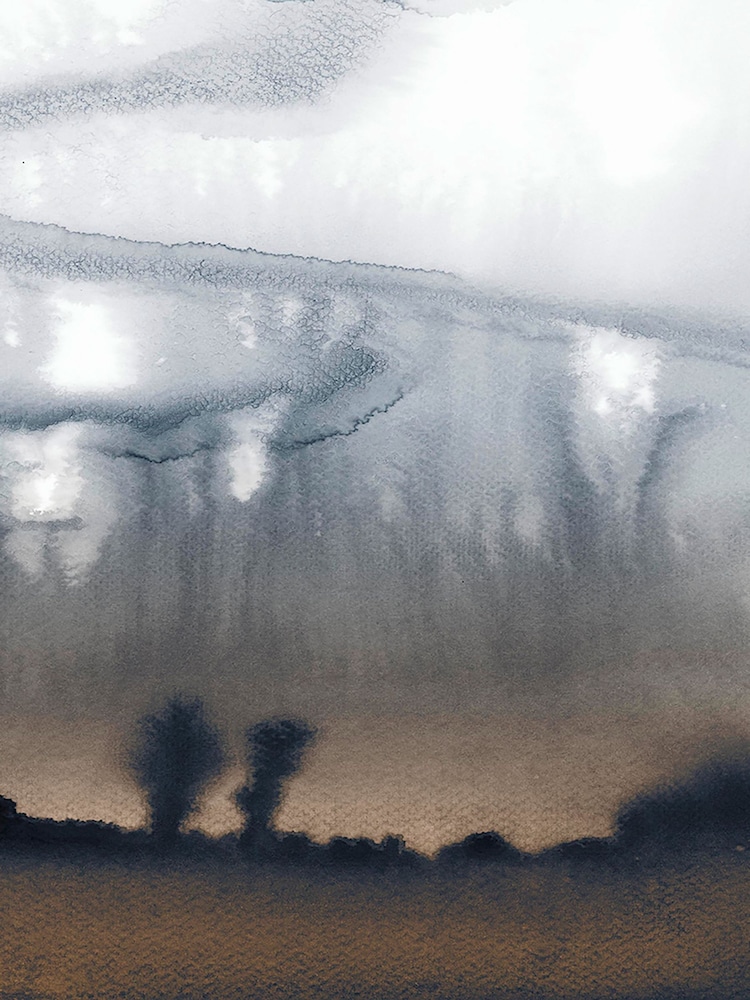 Art For The Home Navy Copper Watercolour Landscape Fixed Size 4M Mural - Image 2 of 3