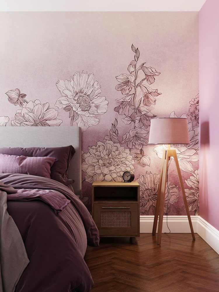 Art For The Home Lilac Muted Floral Fixed Size 3M Mural - Image 1 of 3 Art For The Home Lilac Muted Floral Fixed Size 3M Mural - Image 1 of 3