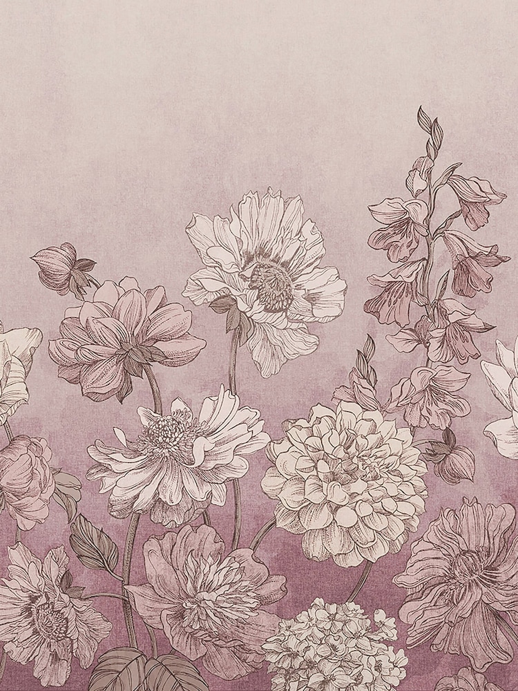 Art For The Home Lilac Muted Floral Fixed Size 3M Mural - Image 2 of 3 Art For The Home Lilac Muted Floral Fixed Size 3M Mural - Image 2 of 3