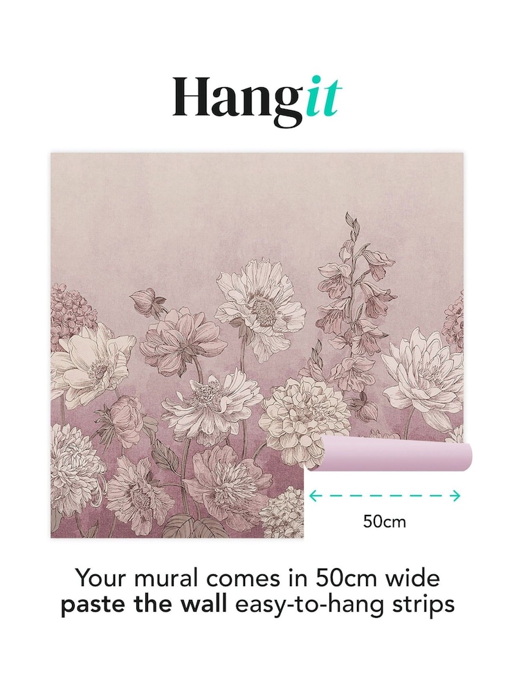 Art For The Home Lilac Muted Floral Fixed Size 3M Mural - Image 3 of 3 Art For The Home Lilac Muted Floral Fixed Size 3M Mural - Image 3 of 3