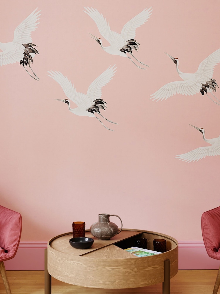 Art For The Home Blush Cranes In Flight Fixed Size 3M Mural - Image 1 of 3