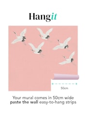 Art For The Home Blush Cranes In Flight Fixed Size 3M Mural - Image 3 of 3