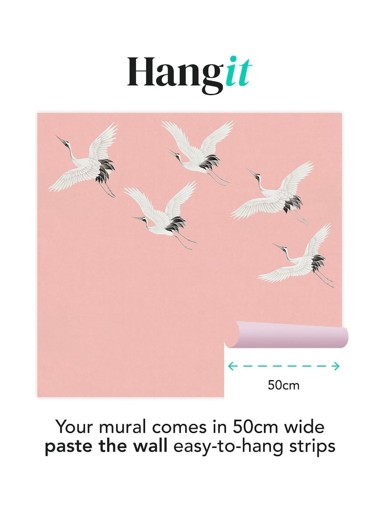 Art For The Home Blush Cranes In Flight Fixed Size 3M Mural - Image 3 of 3