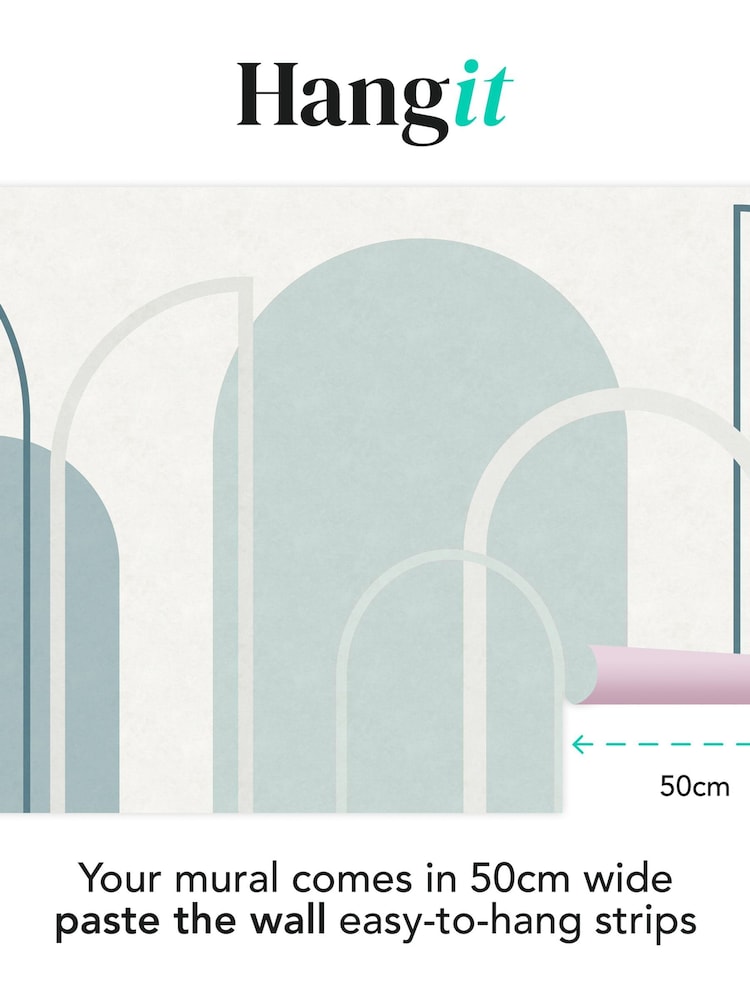 Art For The Home Blue Linear Arch Fixed Size 4M Mural - Image 3 of 3