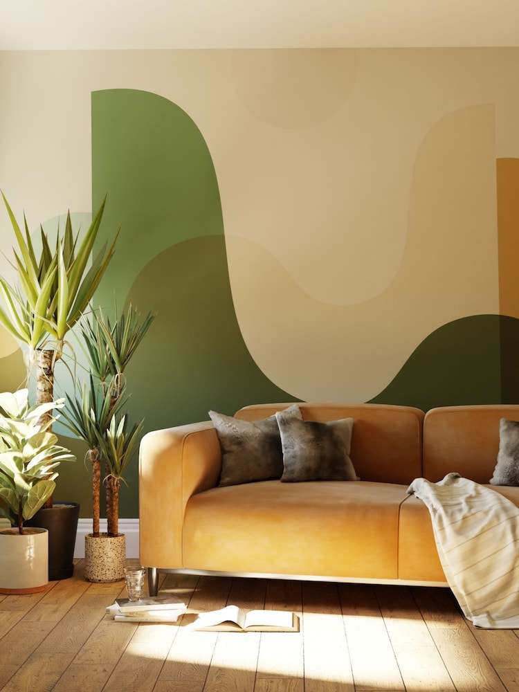 Art For The Home Green The Wave Fixed Size 4M Mural - Image 1 of 3 Art For The Home Green The Wave Fixed Size 4M Mural - Image 1 of 3