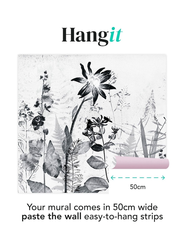 Art For The Home Mono Flower Press Fixed Size 3M Mural - Image 3 of 3