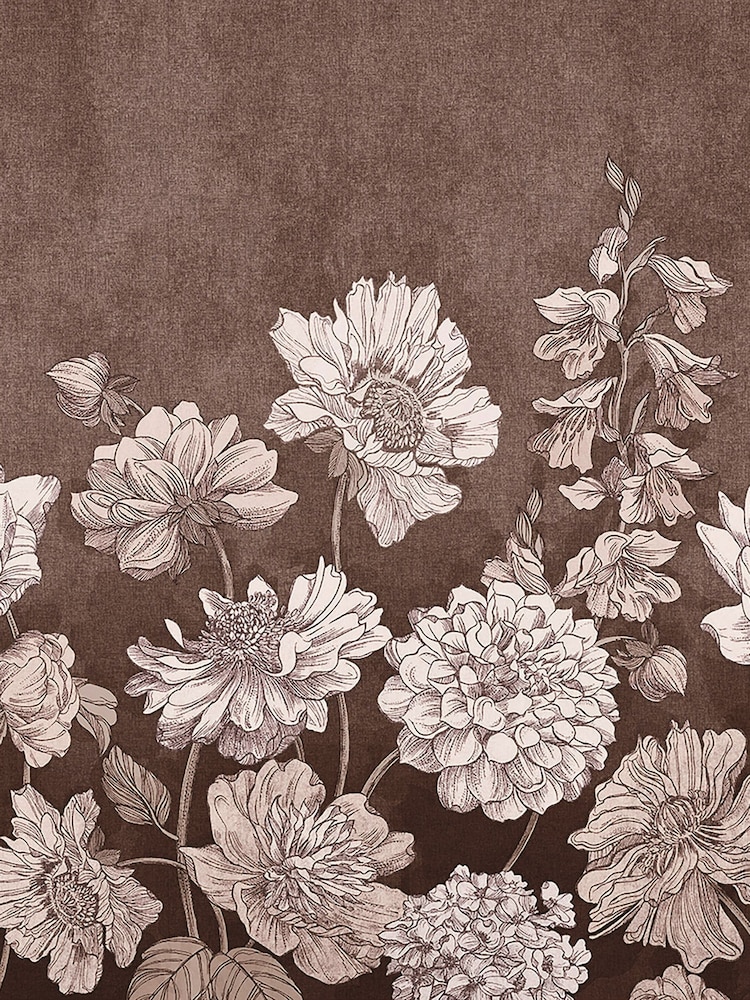 Art For The Home Chocolate Muted Floral Fixed Size 3M Mural - Image 2 of 3 Art For The Home Chocolate Muted Floral Fixed Size 3M Mural - Image 2 of 3