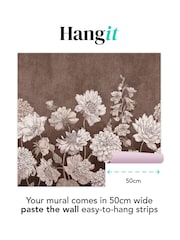 Art For The Home Chocolate Muted Floral Fixed Size 3M Mural - Image 3 of 3