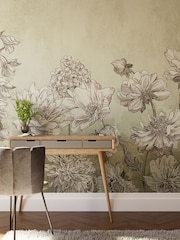 Art For The Home Duck Egg Muted Floral Fixed Size 3M Mural - Image 1 of 3