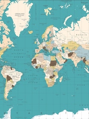 Art For The Home Blue World Map Fixed Size 2.5M Mural - Image 2 of 3