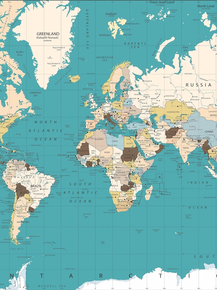 Art For The Home Blue World Map Fixed Size 2.5M Mural - Image 2 of 3 Art For The Home Blue World Map Fixed Size 2.5M Mural - Image 2 of 3