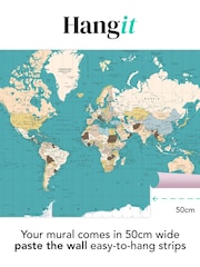 Art For The Home Blue World Map Fixed Size 2.5M Mural - Image 3 of 3