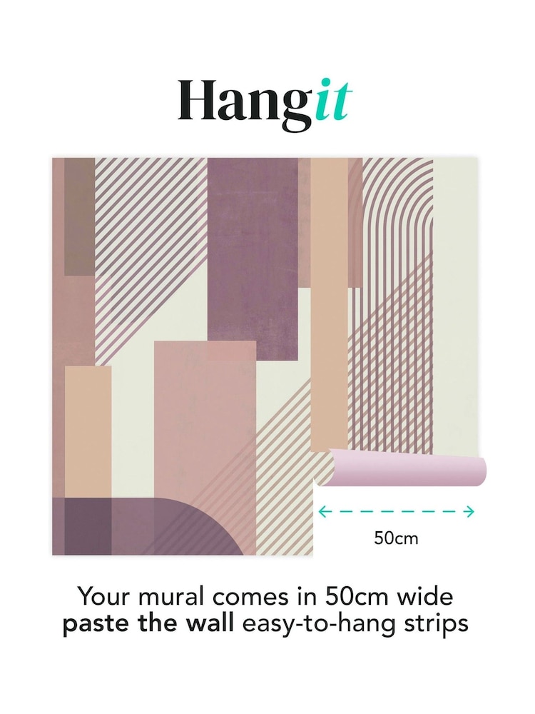 Art For The Home Mauve Pink Graphic Fixed Size 3M Mural - Image 3 of 3