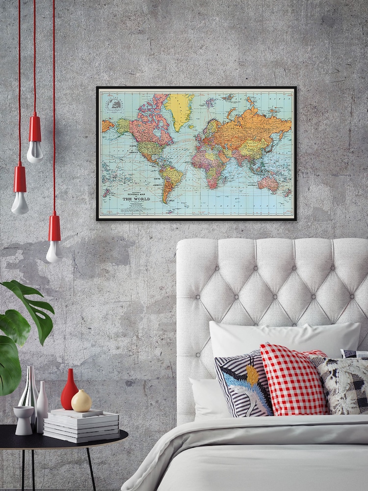 Pyramid International Blue Stanfords General Map Of The World Framed Maxi Poster - Image 2 of 3