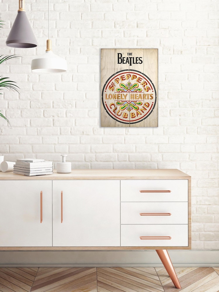 Pyramid International Natural The Beatles Sgt Peppers Wooden Wall Art - Image 1 of 3