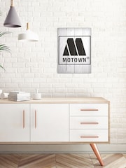 Pyramid International White Motown Logo Wooden Wall Art - Image 1 of 3