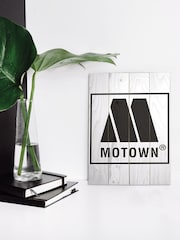 Pyramid International White Motown Logo Wooden Wall Art - Image 2 of 3