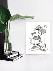 Pyramid International Grey Minnie Mouse Sketched Single Wooden Wall Art - Image 2 of 3