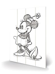 Pyramid International Grey Minnie Mouse Sketched Single Wooden Wall Art - Image 3 of 3