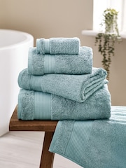 Blue Teal Egyptian Cotton Towel - Image 1 of 6