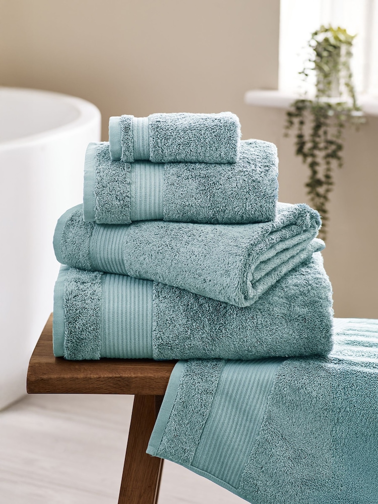 Blue Teal Egyptian Cotton Towel - Image 1 of 6
