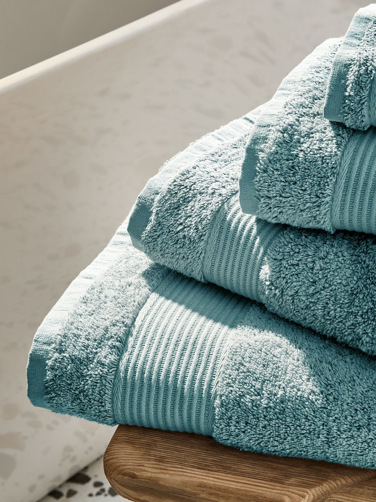 Blue Teal Egyptian Cotton Towel - Image 2 of 6