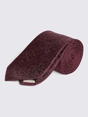 MOSS Red Floral Print Swirl Silk Tie - Image 1 of 3
