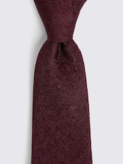 MOSS Red Floral Print Swirl Silk Tie - Image 2 of 3