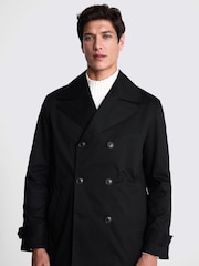 MOSS Black Cotton Peacoat - Image 1 of 5