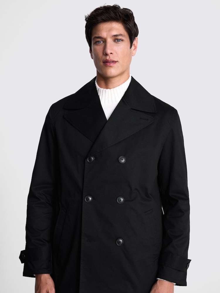 MOSS Black Cotton Peacoat - Image 1 of 5