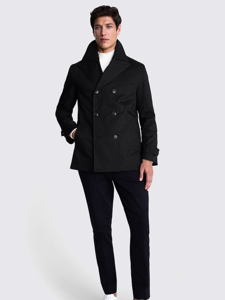 MOSS Black Cotton Peacoat - Image 2 of 5