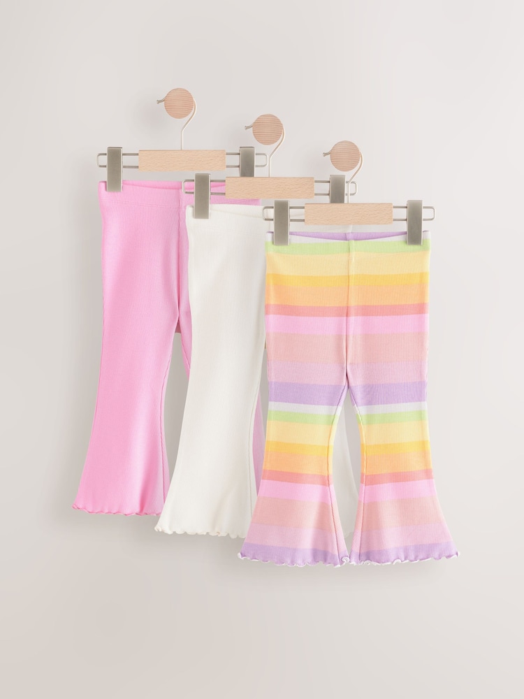 Rainbow Ribbed Flare Leggings 3 Pack (3mths-7yrs) - Image 1 of 6 Rainbow Ribbed Flare Leggings 3 Pack (3mths-7yrs) - Image 1 of 6
