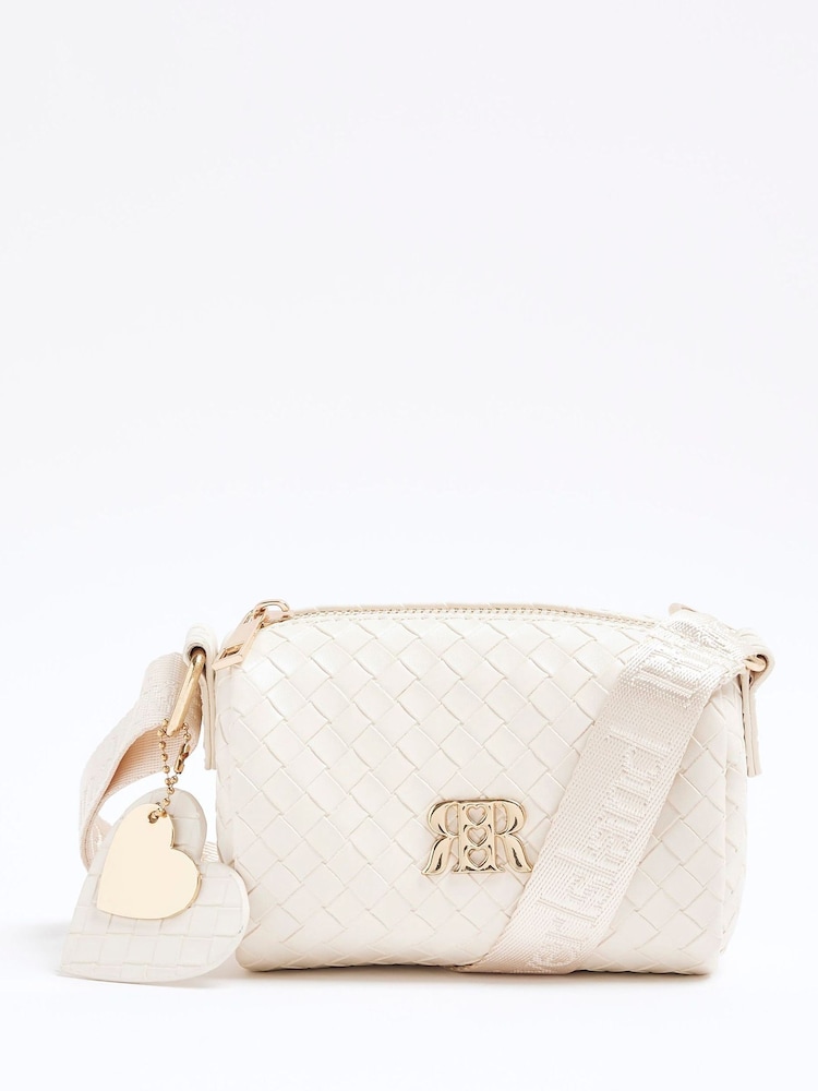 River Island Cream Girls Weave Cross-Body Bag - Image 1 of 5