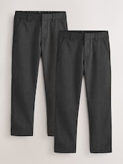 Grey 2 Pack Regular Leg Trousers (3-17yrs) - Image 1 of 7