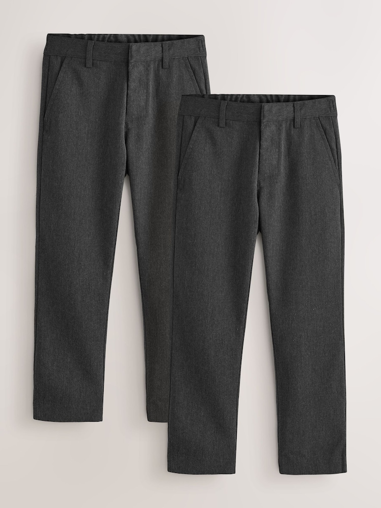 Grey 2 Pack Regular Leg Trousers (3-17yrs) - Image 1 of 7