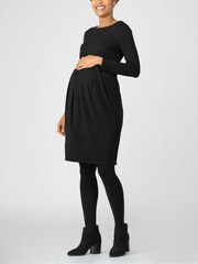 Seraphine Maternity & Nursing Black Pleated Dress - Image 1 of 4
