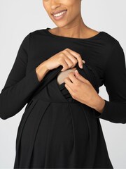 Seraphine Maternity & Nursing Black Pleated Dress - Image 3 of 4