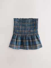 Blue Check Shirred Peplum Bandeau Boobtube With Linen - Image 5 of 7