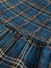 Blue Check Shirred Peplum Bandeau Boobtube With Linen - Image 6 of 7