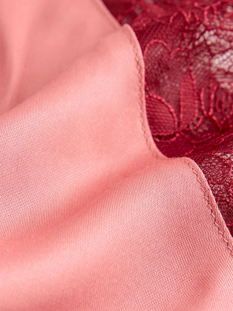 Pink Mauve Lace Trim Satin Cami Top - Image 7 of 8