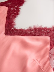 Pink Mauve Lace Trim Satin Cami Top - Image 8 of 8