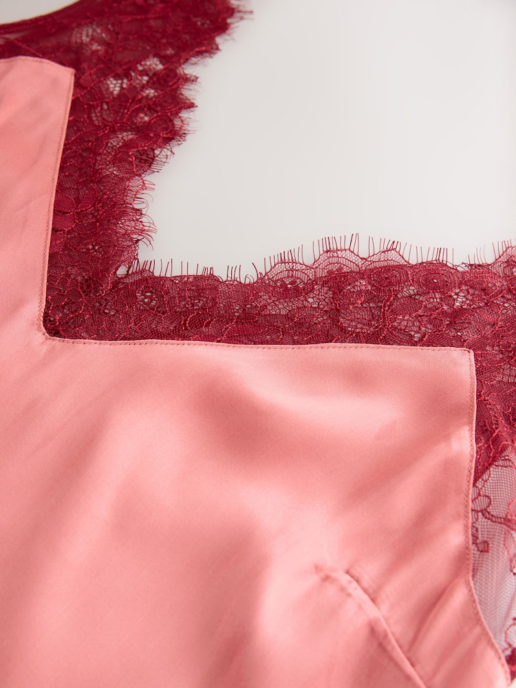 Pink Mauve Lace Trim Satin Cami Top - Image 8 of 8 Pink Mauve Lace Trim Satin Cami Top - Image 8 of 8