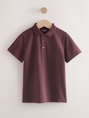 Burgundy Red Regular Fit Cotton School Short Sleeve Polo Shirts 2 Pack (3-16yrs) - Image 2 of 5
