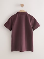 Burgundy Red Regular Fit Cotton School Short Sleeve Polo Shirts 2 Pack (3-16yrs) - Image 3 of 5