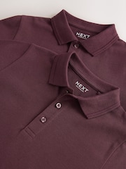 Burgundy Red Regular Fit Cotton School Short Sleeve Polo Shirts 2 Pack (3-16yrs) - Image 5 of 5